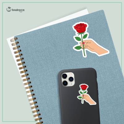 استیکر و برچسب دست و گل رز