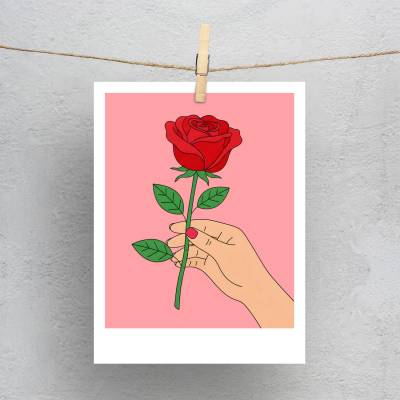 پولاروید(فتوکارت) دست و گل رز