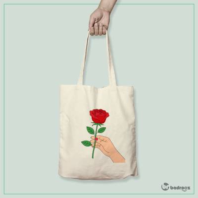 کیف خرید کتان (توت بگ) دست و گل رز