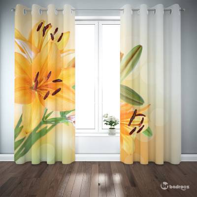 پرده پانچ گل زرد رنگ