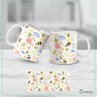 ماگ  پترن کارتونی گل و زنبور