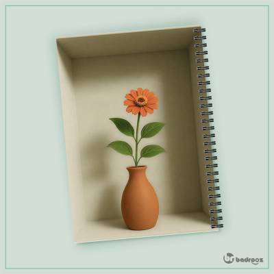 دفتر یادداشت گلدان روی طاقچه