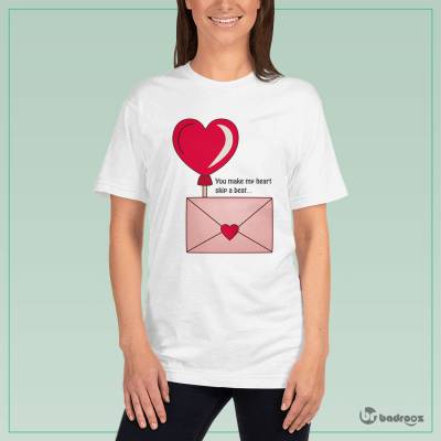 تی شرت زنانه نامه عاشقانه و قلب
