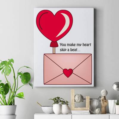 تابلو کنواس (بوم) نامه عاشقانه و قلب