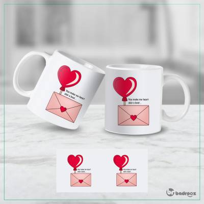 ماگ  نامه عاشقانه و قلب