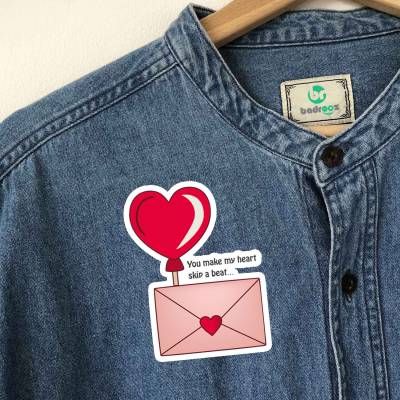 پچ حرارتی (برچسب لباس) نامه عاشقانه و قلب