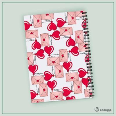 دفتر یادداشت نامه عاشقانه و قلب