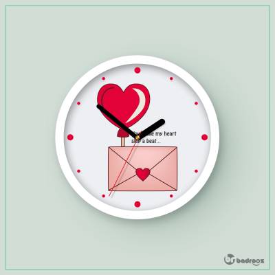 ساعت دیواری  نامه عاشقانه و قلب