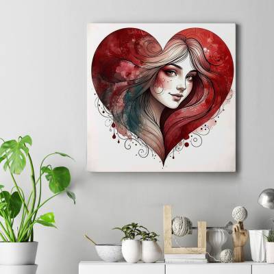 تابلو کنواس مربع (بوم) لبخند عشق