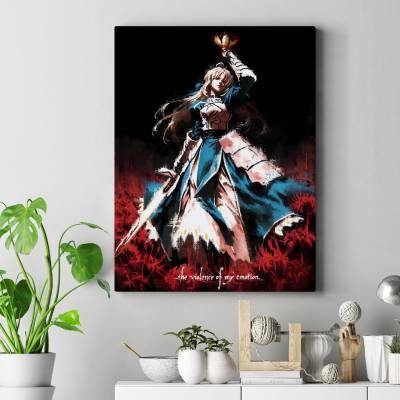 تابلو کنواس (بوم) انیمه Fate Zero کاراکتر سیبر Saber طرح 1