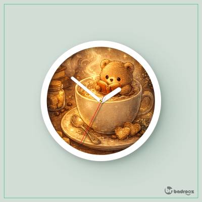 ساعت دیواری  خرس کوچولو در فنجان قهوه