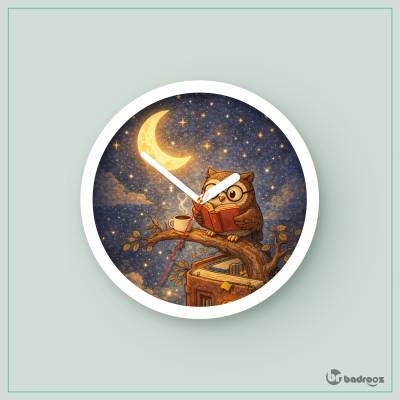 ساعت دیواری  جغد کتاب‌خوان