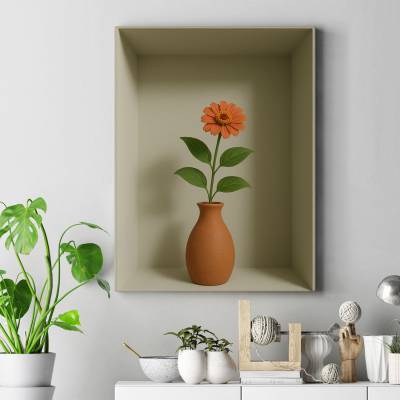 تابلو کنواس (بوم) گلدان سه بعدی