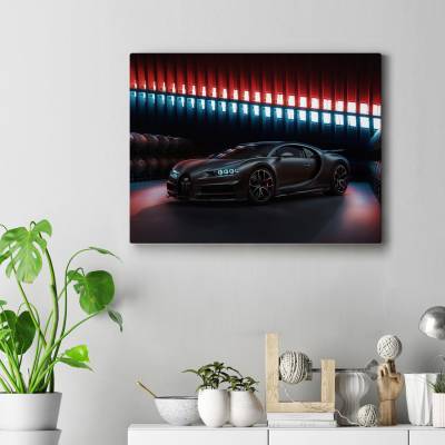 تابلو کنواس (بوم)  طرح ماشین بوگاتی ( Bugatti ) - کد : 012