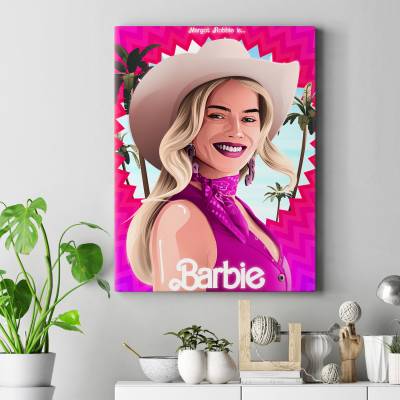 تابلو کنواس (بوم)  طرح باربی ( Barbie ) - کد : 008