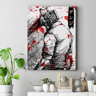 تابلو کنواس (بوم)  طرح انیمه مرد اره ای (Chainsaw man) - کد : 010