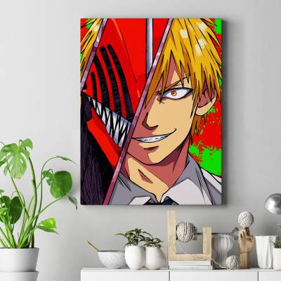 تابلو کنواس (بوم) طرح انیمه مرد اره ای (Chainsaw man) - کد : 012