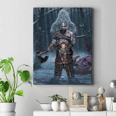 تابلو کنواس (بوم) طرح بازی خدای جنگ ( God of War ) - کد : 003