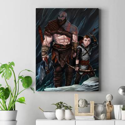 تابلو کنواس (بوم) طرح بازی خدای جنگ ( God of War ) - کد : 013