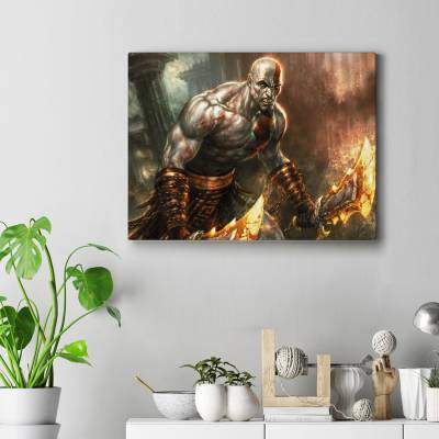 تابلو کنواس (بوم)  طرح بازی خدای جنگ ( God of War ) - کد : 023