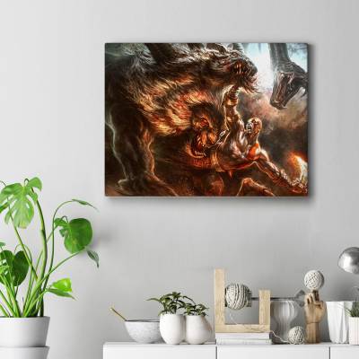 تابلو کنواس (بوم) طرح بازی خدای جنگ ( God of War ) - کد : 035