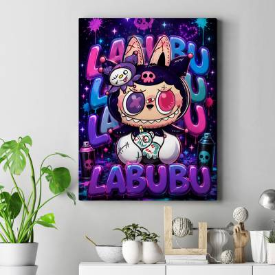 تابلو کنواس (بوم) طرح لبو بو ( Labubu ) - کد : 001