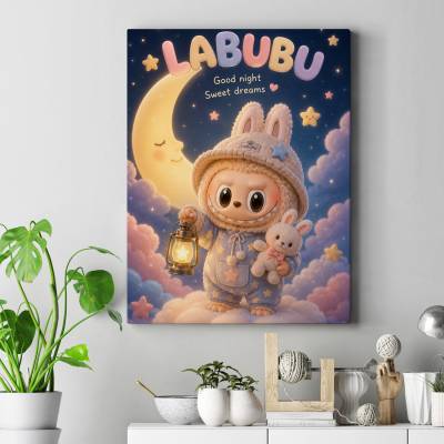 تابلو کنواس (بوم) طرح لبو بو ( Labubu ) - کد : 004
