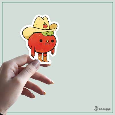استیکر و برچسب Cute Club | Cowboy Tomato | Funny Kawaii Sticker