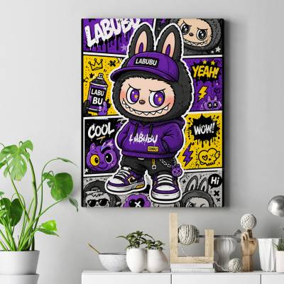 تابلو کنواس (بوم) طرح لبو بو ( Labubu ) - کد : 010