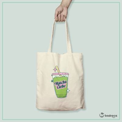 کیف خرید کتان (توت بگ) Cute Club | Matcha Girlie | Aesthetic Pastel Sticker
