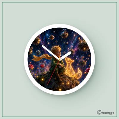 ساعت دیواری  شازده کوچولو و روباه ستاره‌ای در باغ کیهانی