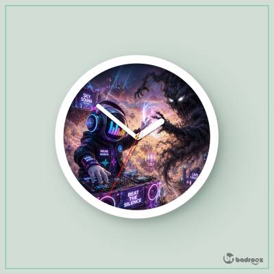 ساعت دیواری  هدفون دی‌جی و هیولای سکوت