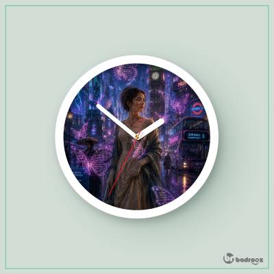 ساعت دیواری  الیزابت بنت در لندن سایبرپانکی