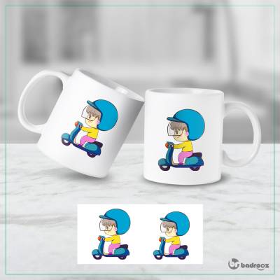 ماگ  دختر موتور سوار-آبی