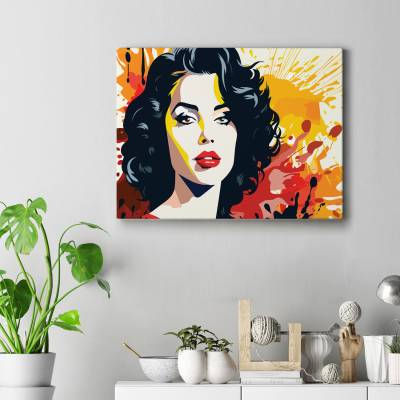 تابلو کنواس (بوم)  نقاشی دیجیتال چهره خانم