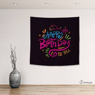 بک دراپ مربع تولد مبارک -Happy Birthday - مینیمال مشکی