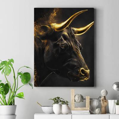 تابلو کنواس (بوم) طرح گاو (cow) ) - کد : 001