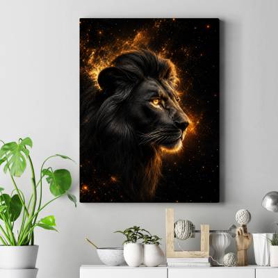 تابلو کنواس (بوم) طرح شیر (lion) - کد : 001