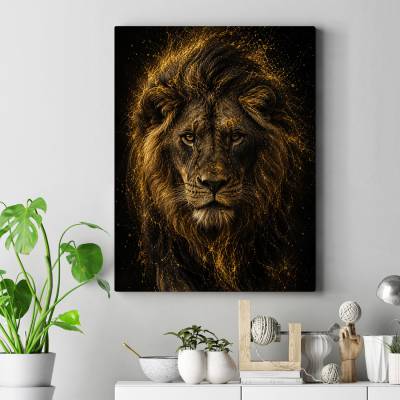 تابلو کنواس (بوم) طرح شیر ( lion ) - کد : 003