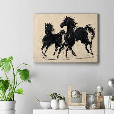 تابلو کنواس (بوم) طرح اسب ( horse ) - کد : 002