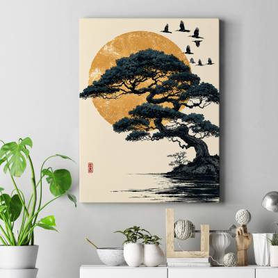 تابلو کنواس (بوم) طرح درخت ژاپنی ( Japanese tree) - کد : 002