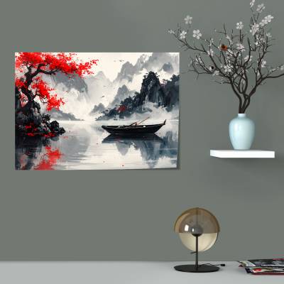 پوستر  طرح طبیعت مینیمال و جنگل - کد : 003