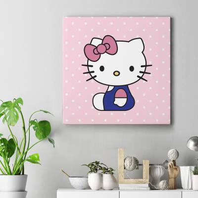 تابلو کنواس مربع (بوم) هلوکیتی- Hello Kitty- صورتی