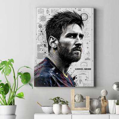 تابلو کنواس (بوم) طرح لیونل مسی (Lionel Messi) - کد : 001