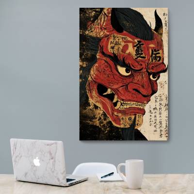 شاسی  طرح ماسک اونی شیطان ژاپنی ( Oni mask) - کد : 001