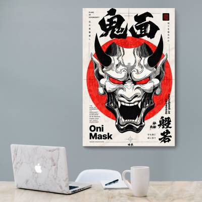 شاسی  طرح ماسک اونی شیطان ژاپنی ( Oni mask) - کد : 002