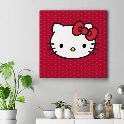 تابلو کنواس مربع (بوم) هلوکیتی -Hello Kitty- قرمز