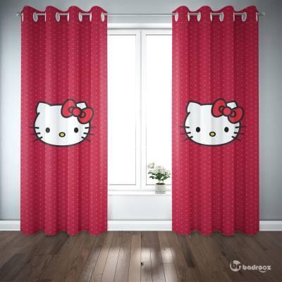 پرده پانچ هلوکیتی -Hello Kitty- قرمز