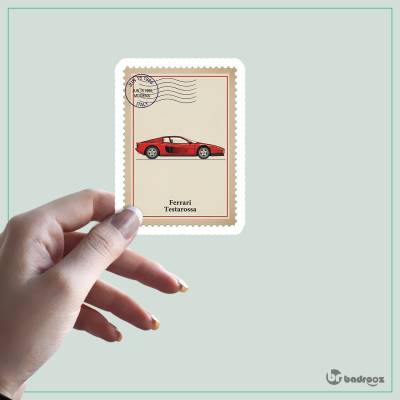استیکر و برچسب F1 Club | Ferrari Testarossa: Vintage Postage Stamp