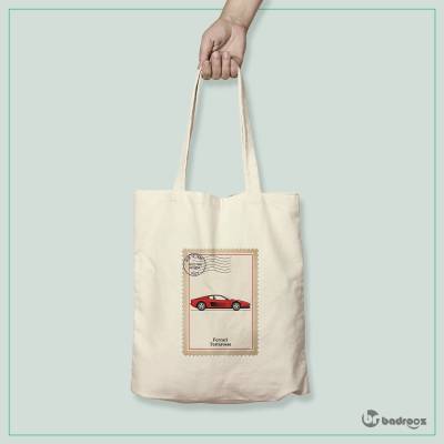 کیف خرید کتان (توت بگ) F1 Club | Ferrari Testarossa: Vintage Postage Stamp